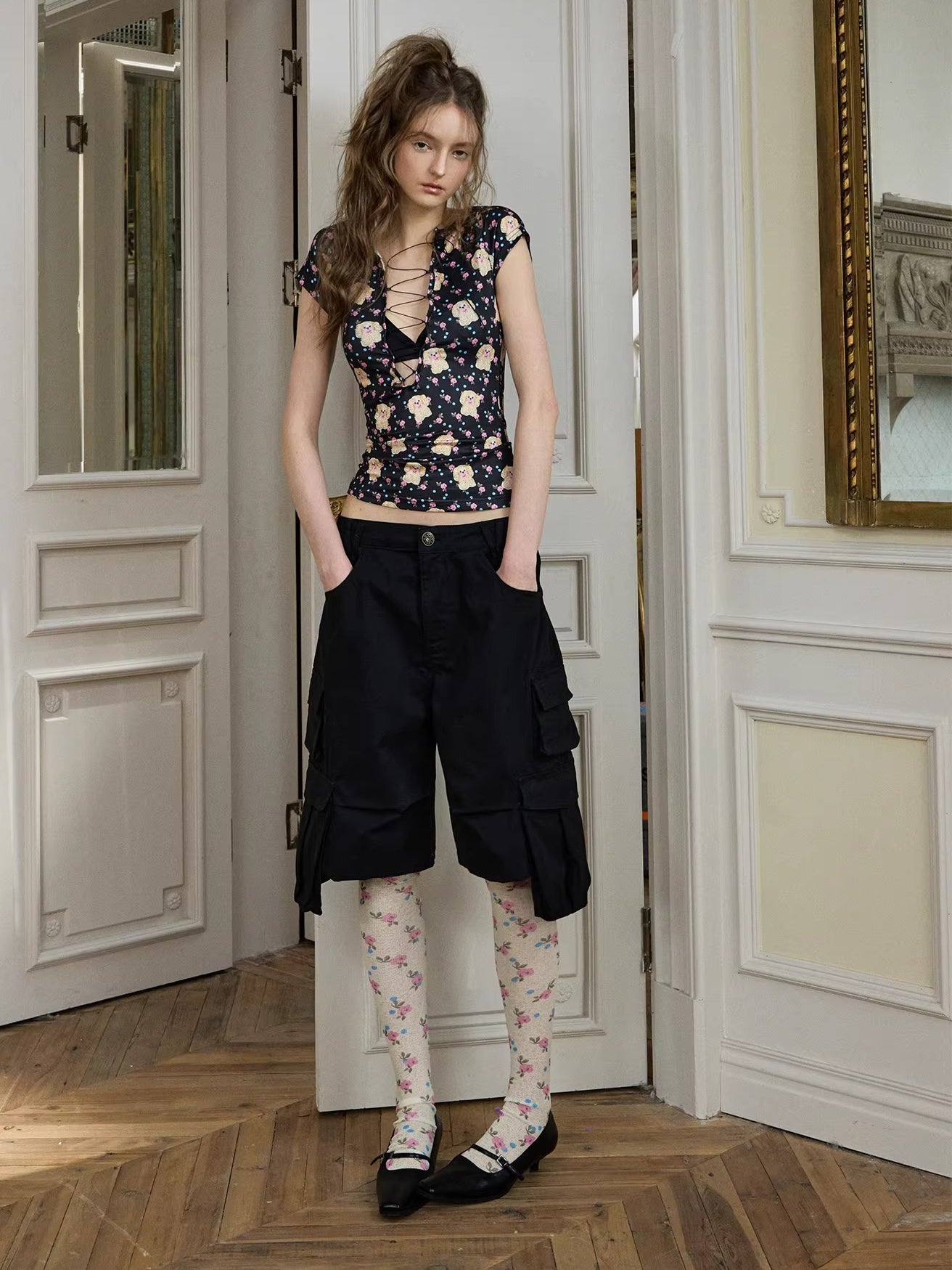 Floral Print Over-the-Knee Socks