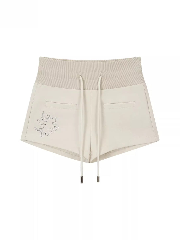 Embroidered Rhinestones Hoodie & Shorts Set