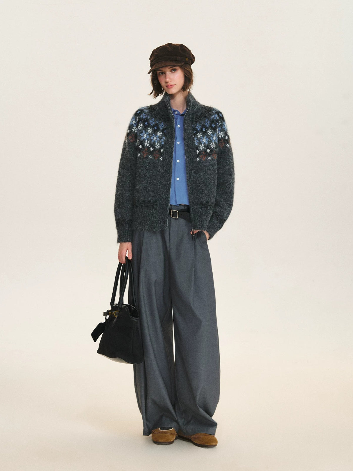 Minimalist Pleated Wide Leg Trousers