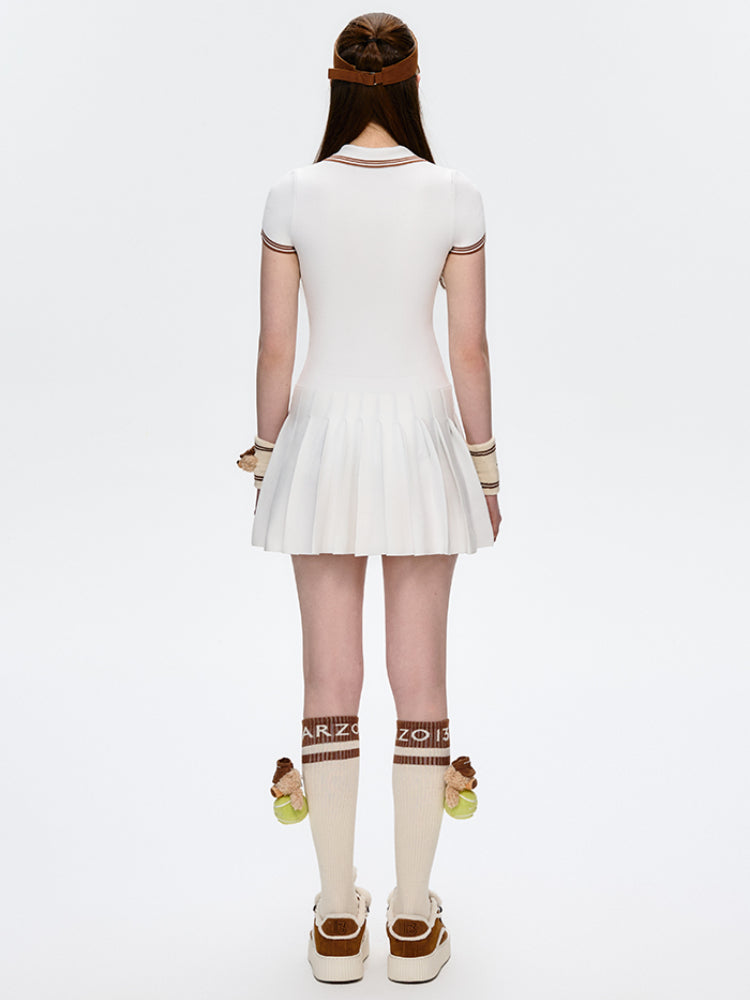 Tennis Polo-Neck Slim Fit Pleated Dress