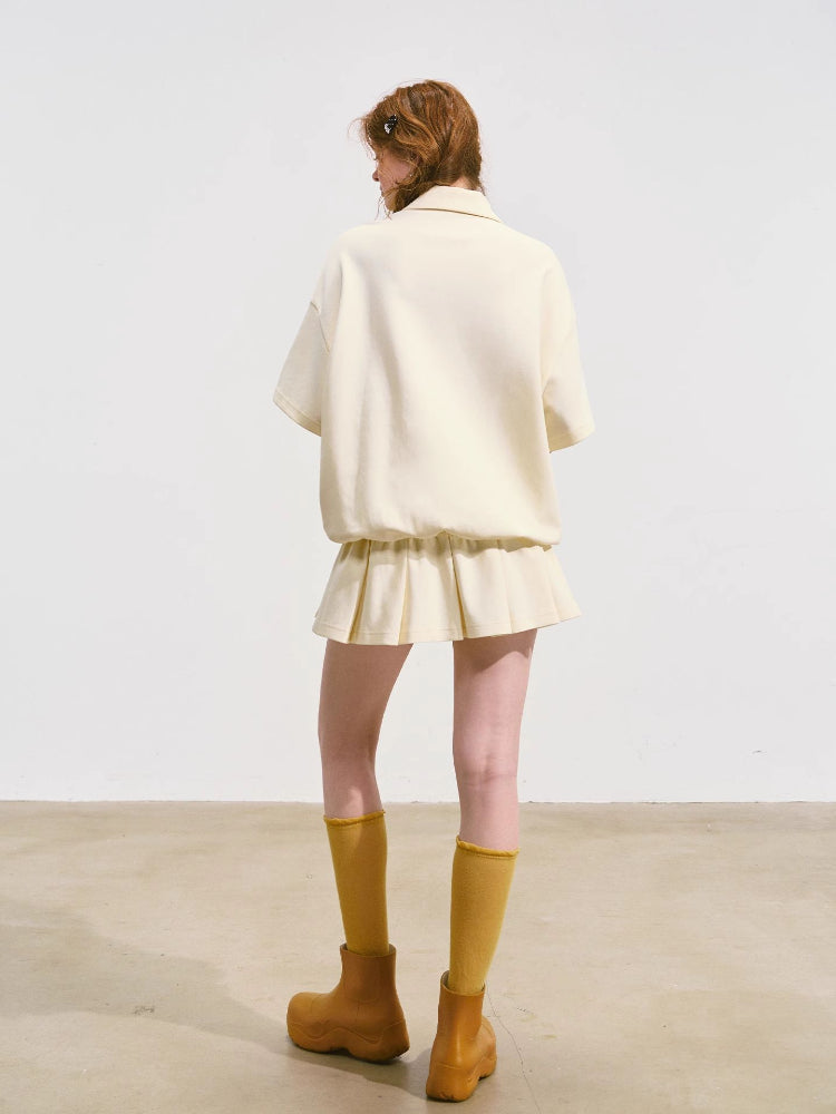 Bowknot Pleated Short-sleeved Dress