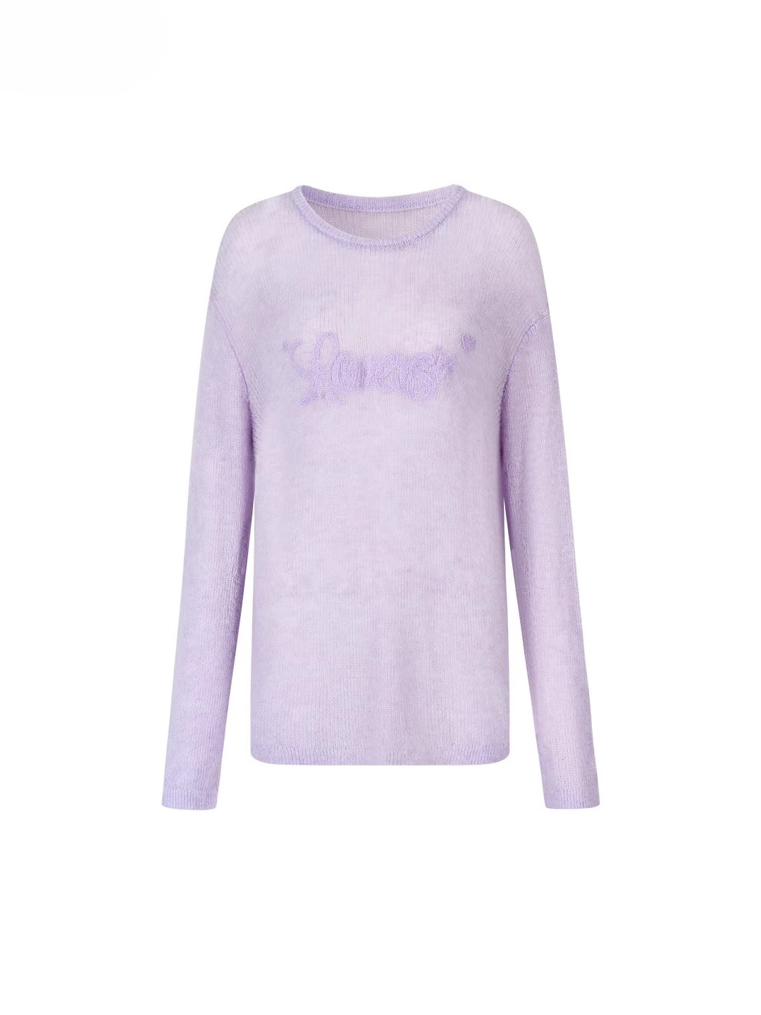 Embroidered Loose Knit Crewneck Pullover