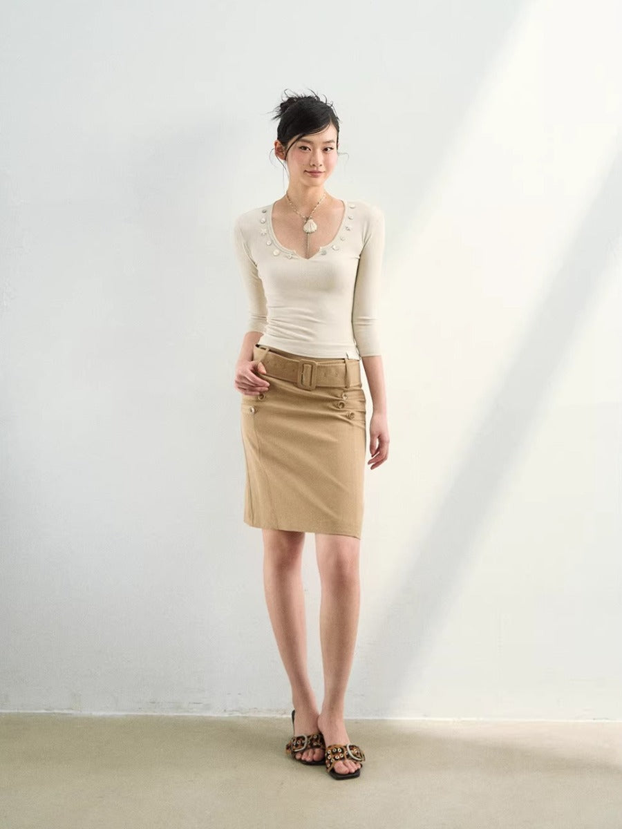 Belted A-Line Skirt
