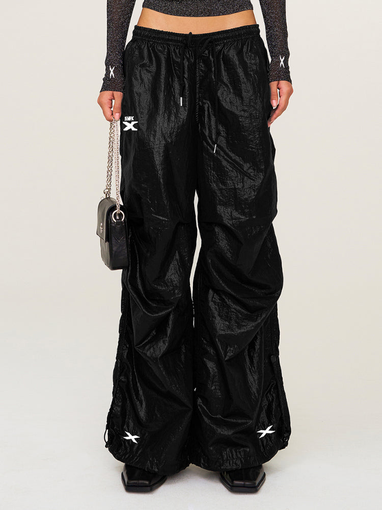 Embroidered Ultra-Light Wide-Leg Workout Pants