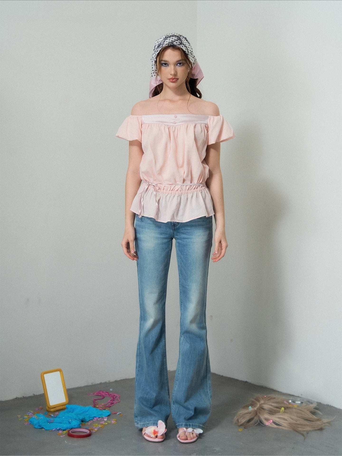 Light Blue Low-Rise Flared Jeans