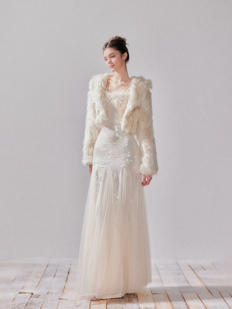 Faux Fox Fur Toggle Short Coat