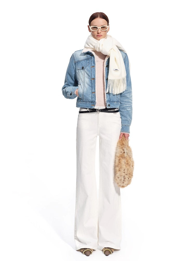"Caraval Series" Washed Twill Denim Cotton-Padded Jacket