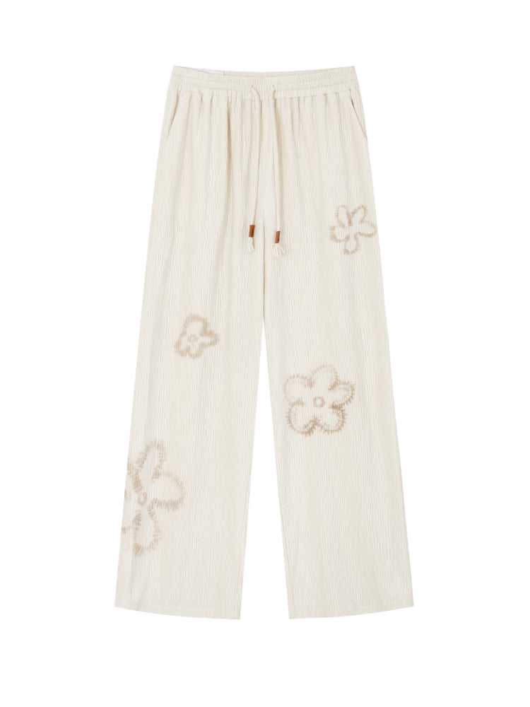 Floral Pleated Drawstring Pants