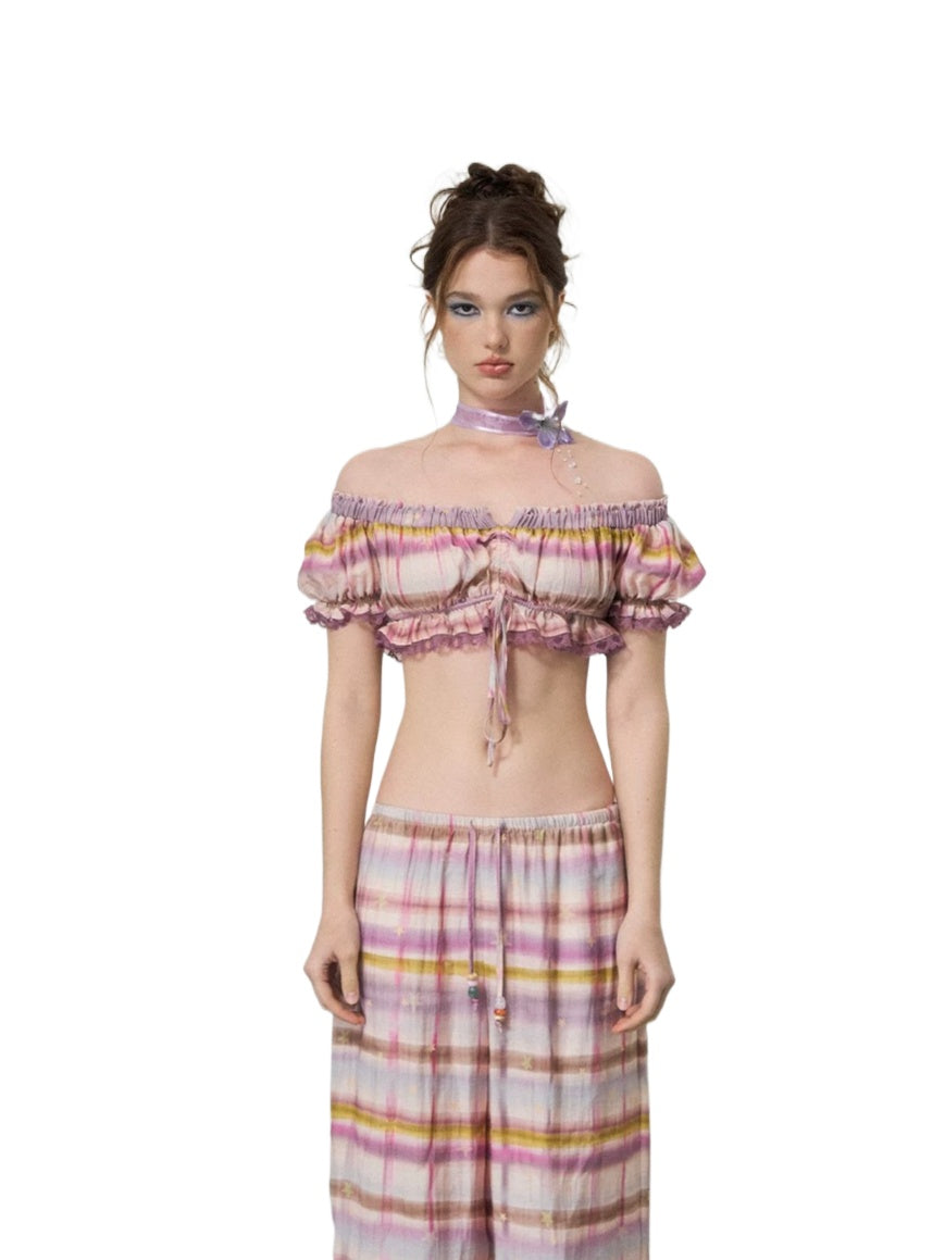 Star Plaid Bandeau Pants Set