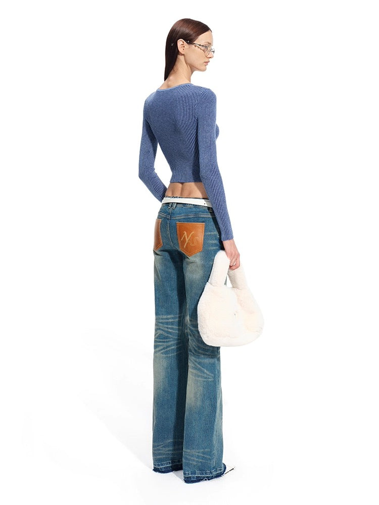 "Savanna Series" Plains Washed Denim Straight-Leg Jeans