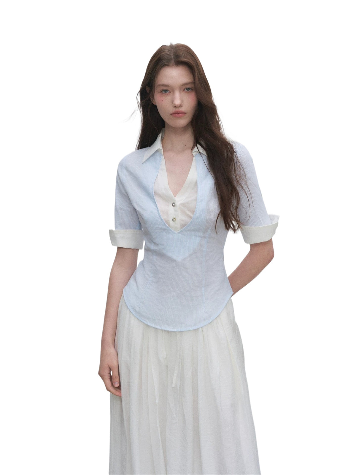 Striped Layered Waist Shirt