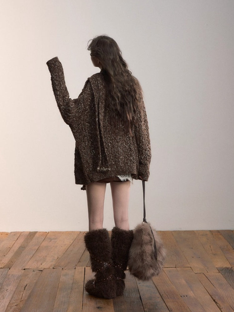 Heavywork Lapel Toggle Knit Cardigan