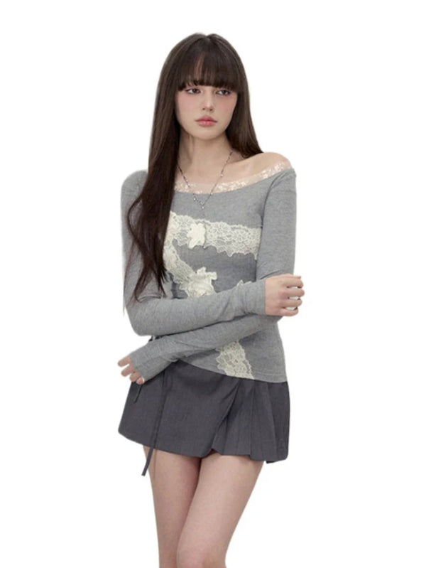 Lace-Panel Tencel T-shirt