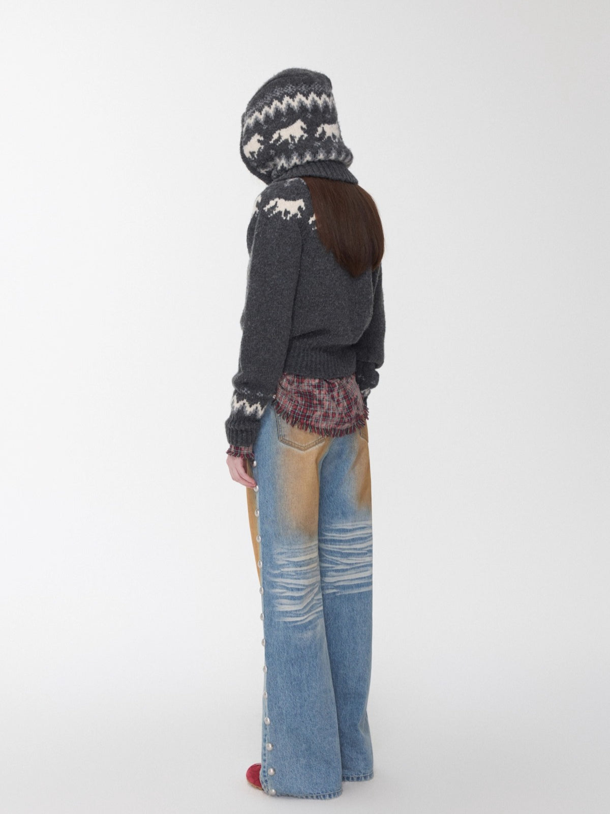 Fair Isle Pony Jacquard Chunky Knit Sweater