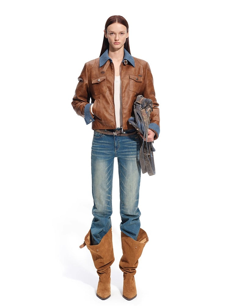 "Savanna Series" Plains Washed Denim Straight-Leg Jeans