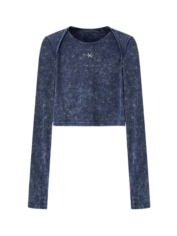 Washed Denim Long-Sleeve T-shirt