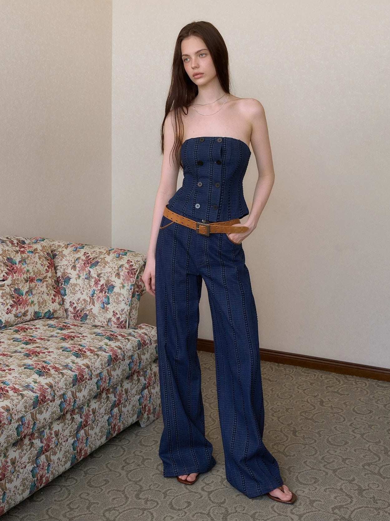 Striped Denim Set