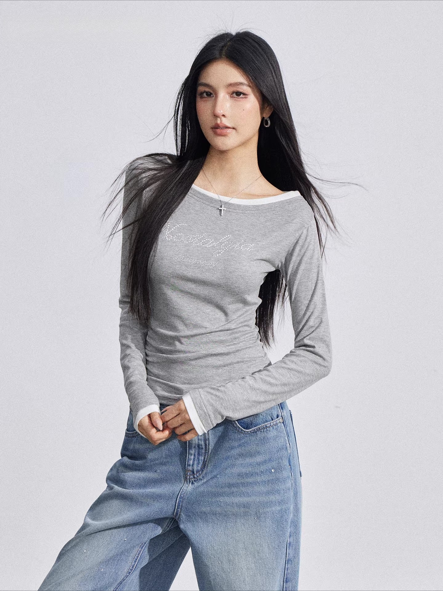 Asymmetric Rhinestone Tee