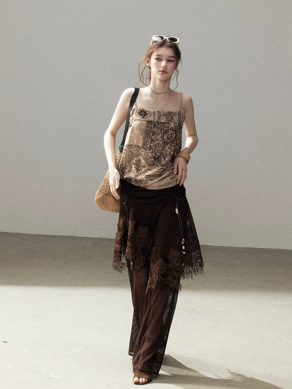 Lace Patchwork Wide Leg Pants