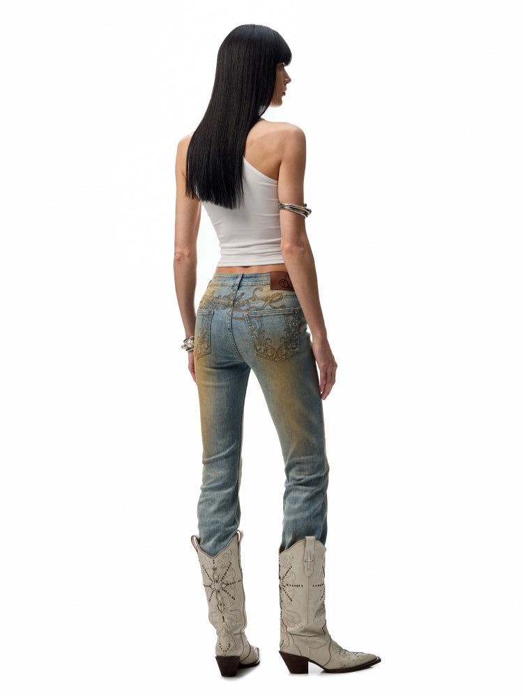 Floral Print Rhinestone Vest