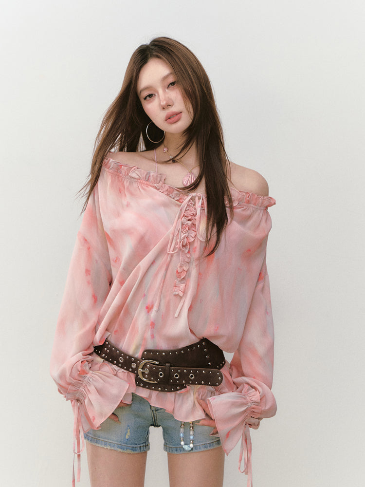 Colorful Floral Ruffled Blouse