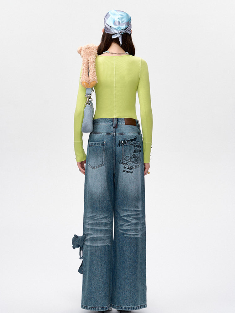 Handwritten Logo Pocket Straight Leg Jeans