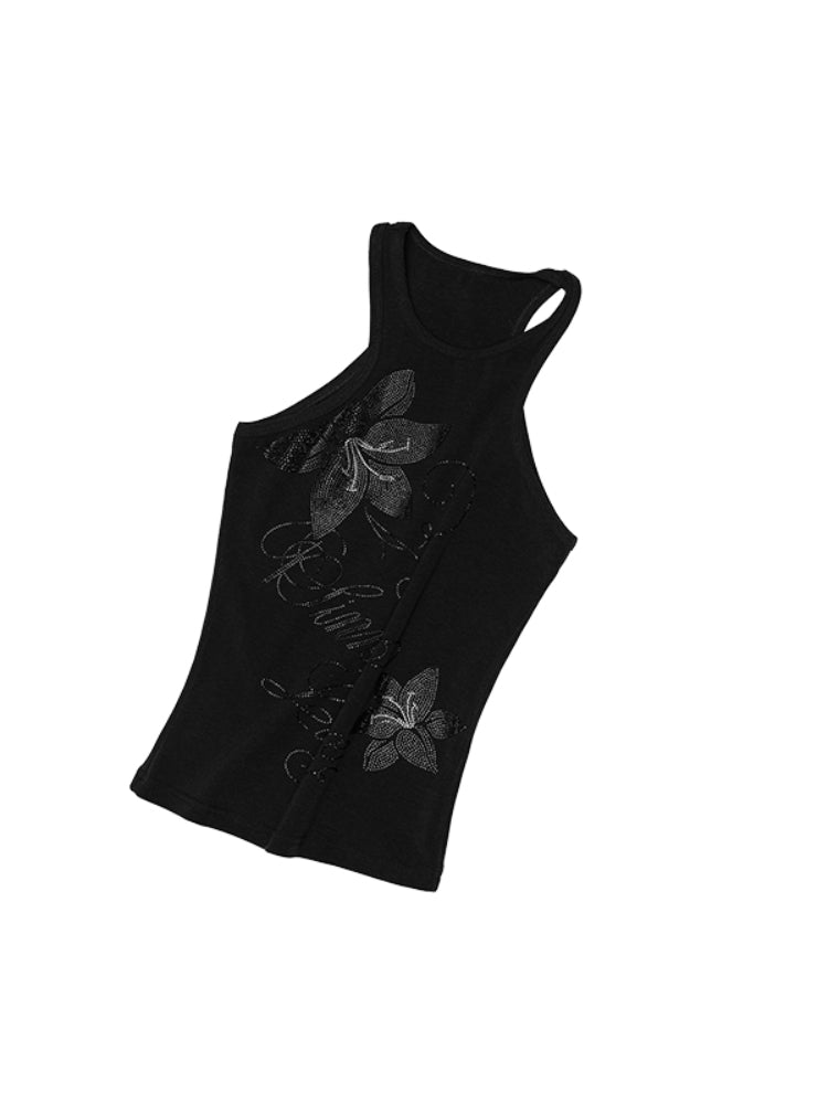 Floral Austrian Rhinestone I-shaped Vest