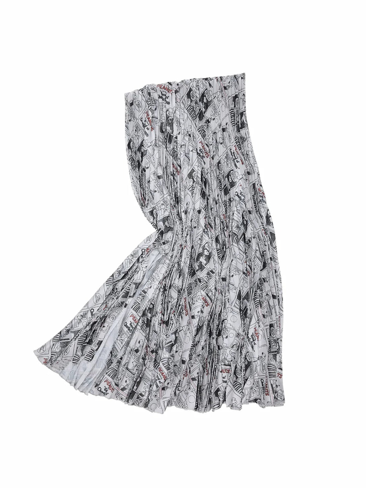 Vintage Newspaper Pleated Maxi Skirt