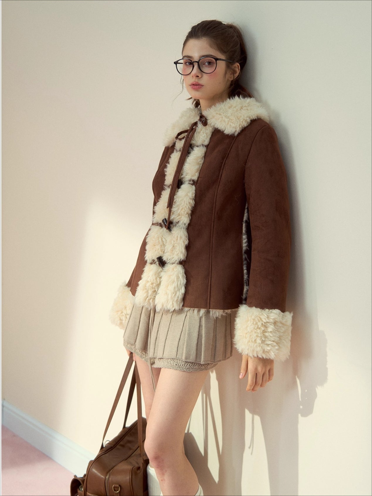 Suede Fleece Toggle Coat