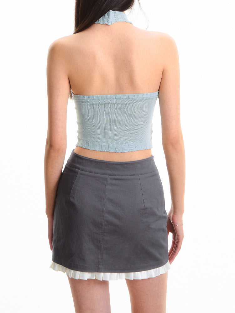 Fair Isle High-Waist Backless Top