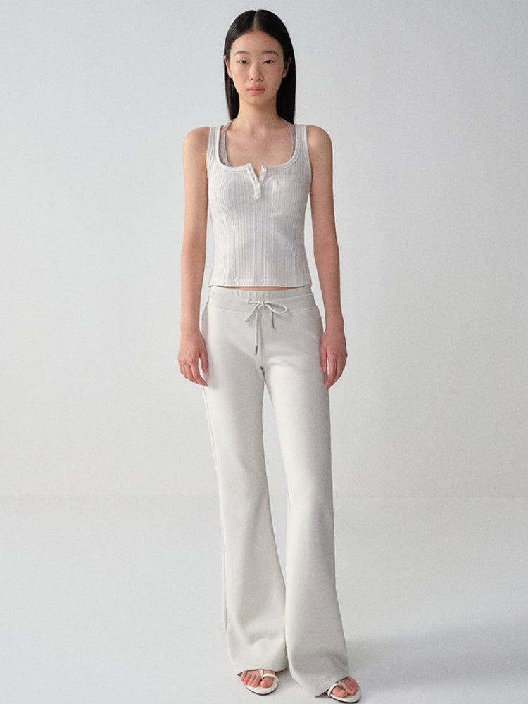 U-Neck Sleeveless Silver-Thread Camisole Tank Top