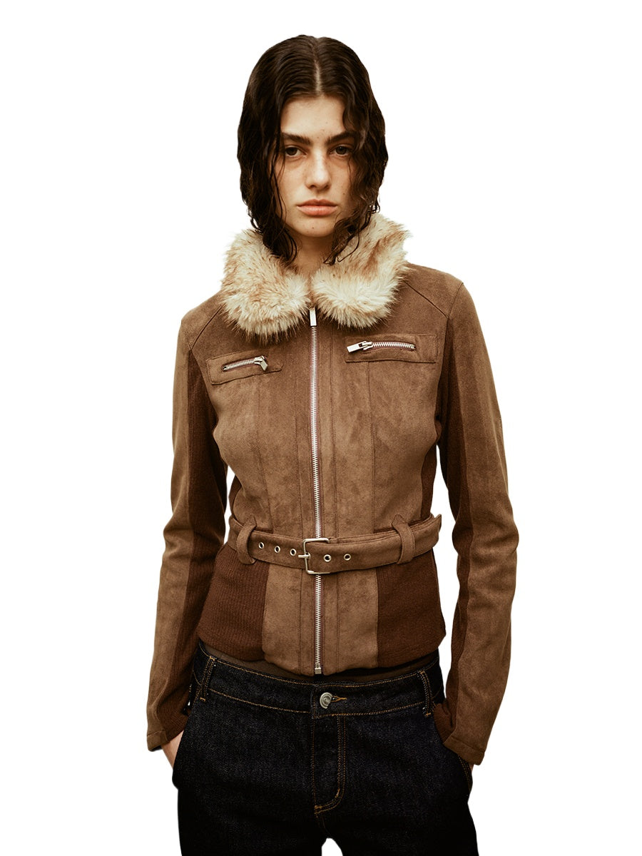 Brown Fur Collar Jacket