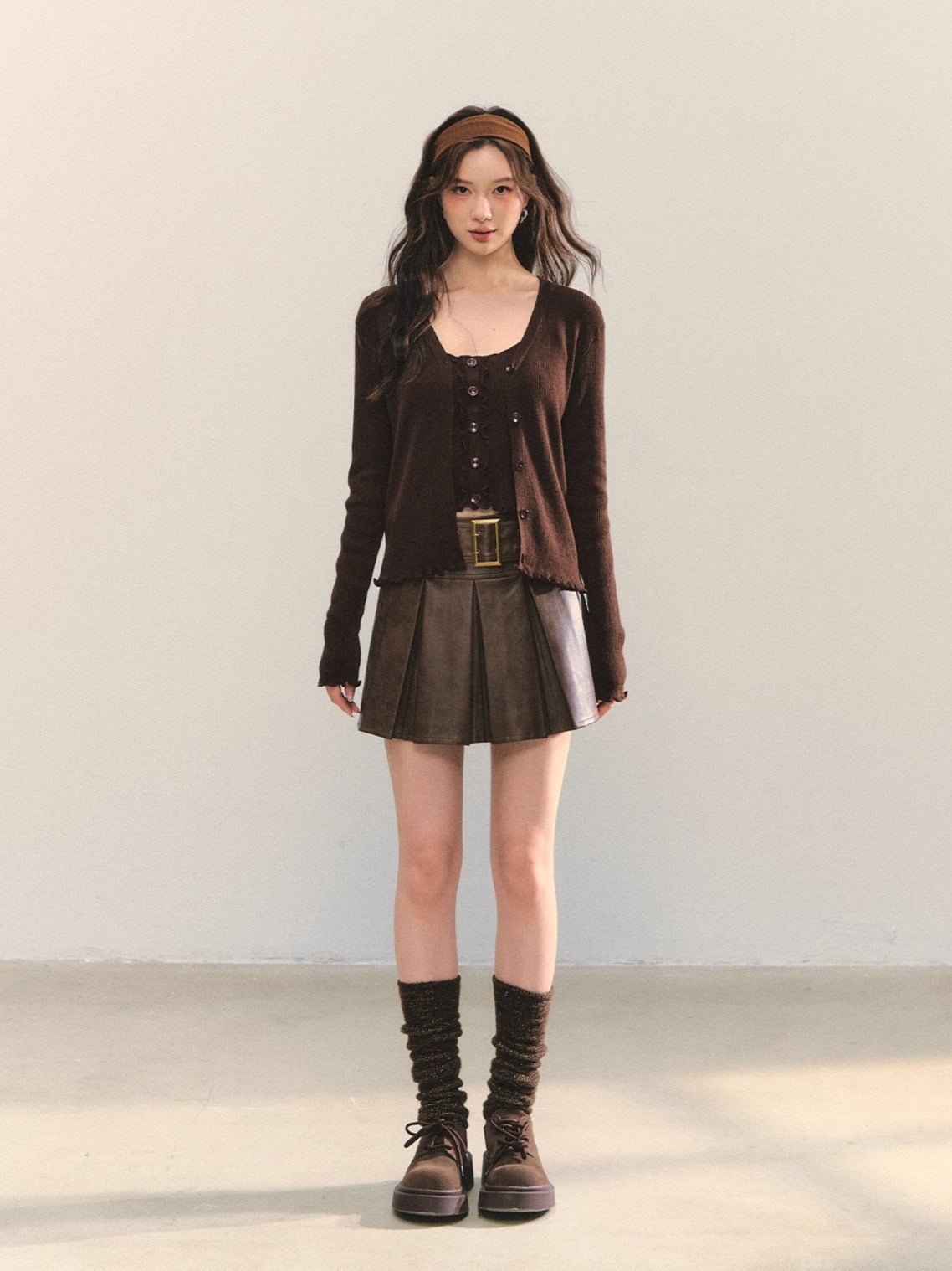 Lettuce-Edge Cardigan & Camisole Set