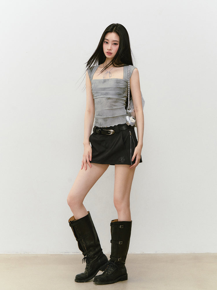 Casual Pencil Skirt with Double - Side Zippers