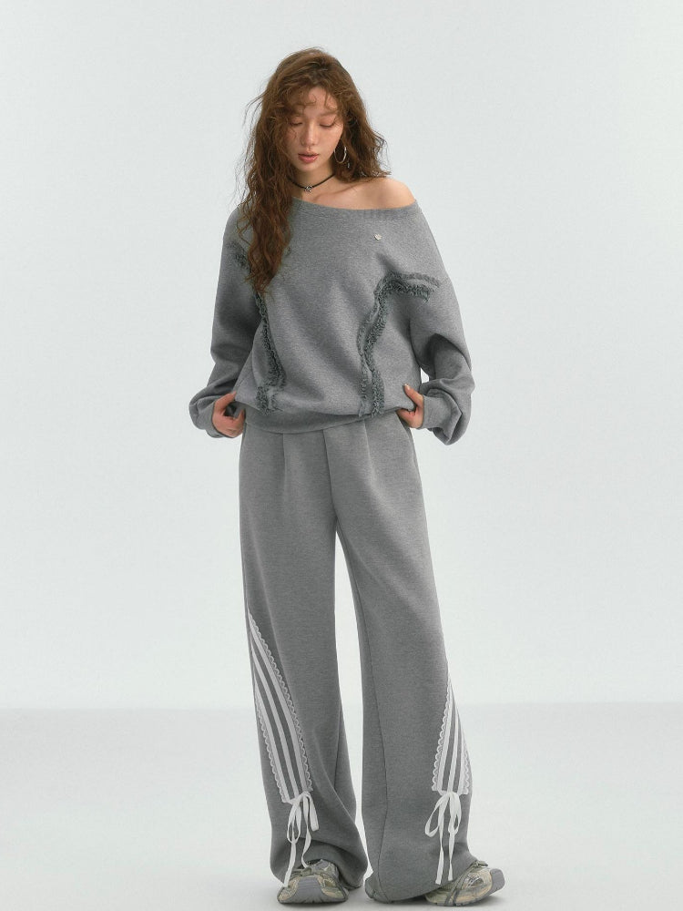 Lace Butterfly Knot Casual Long Pants