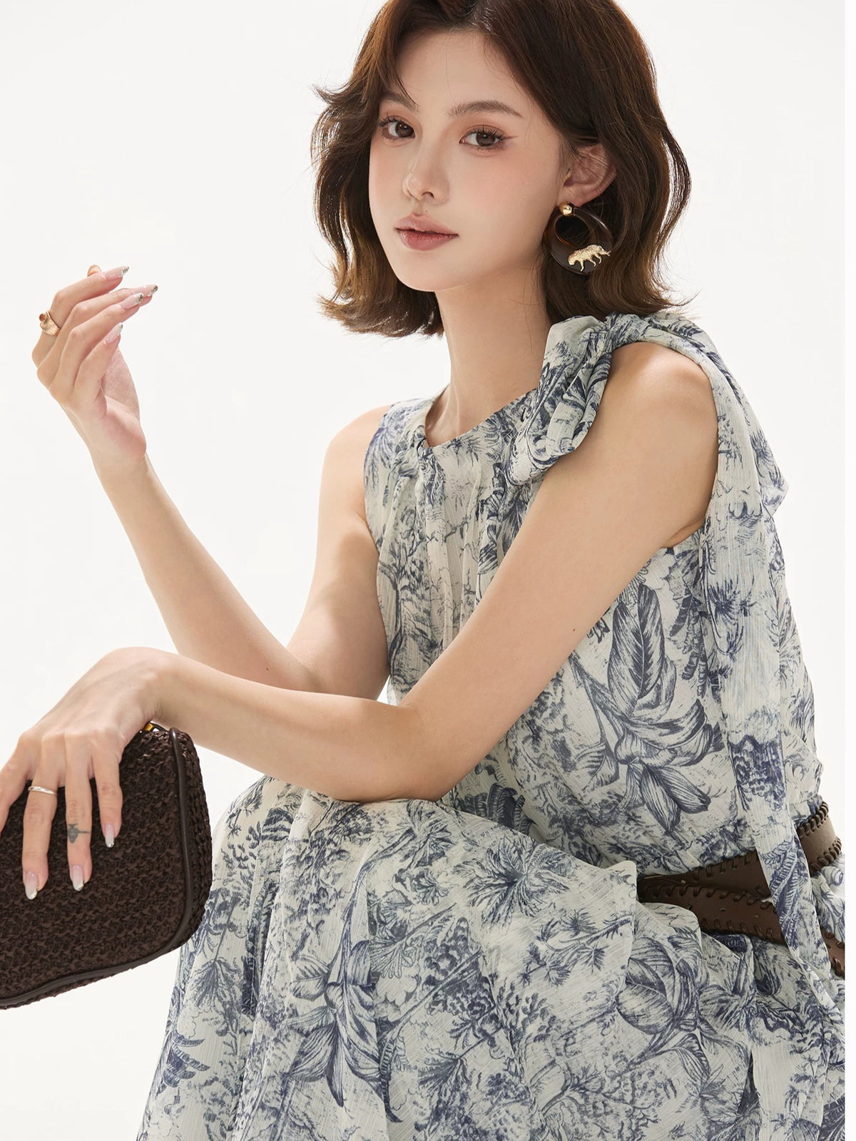 Forest Print Chiffon Dress