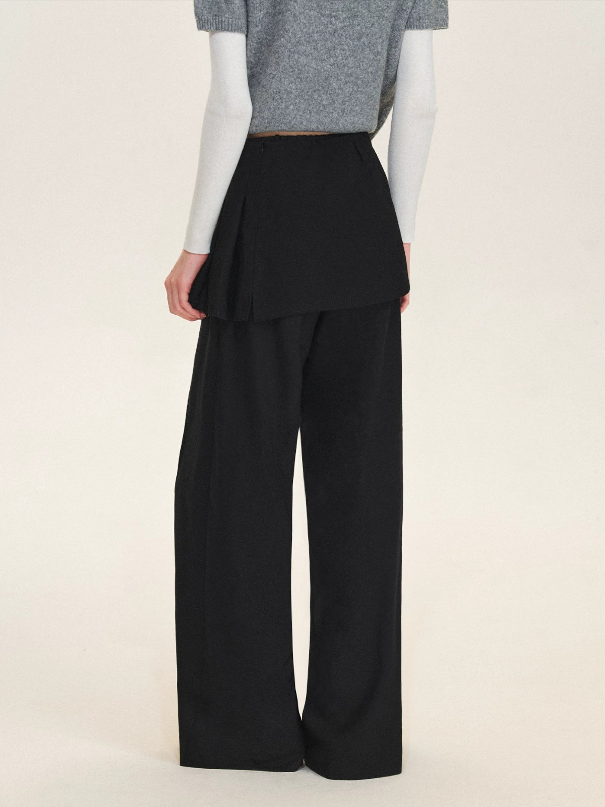 Detachable Overlay Wide Leg Pants