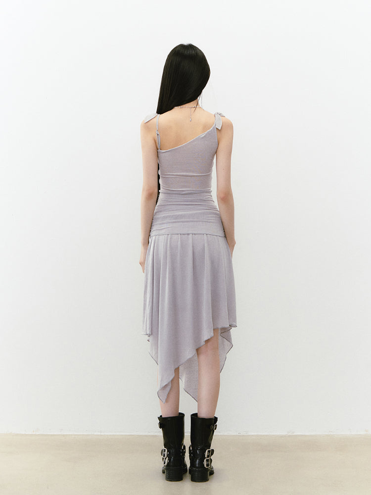 Beaded Strappy Asymmetric Dress