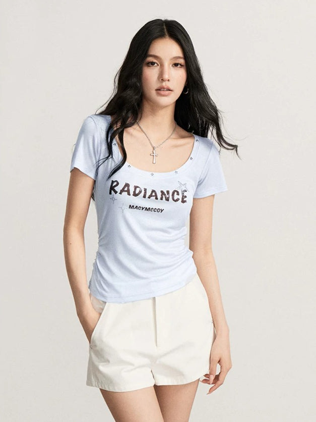 Letter U-Neck T-Shirt