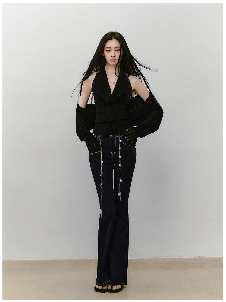 Heavy-duty Knitted Draped Neck Tank Top Set