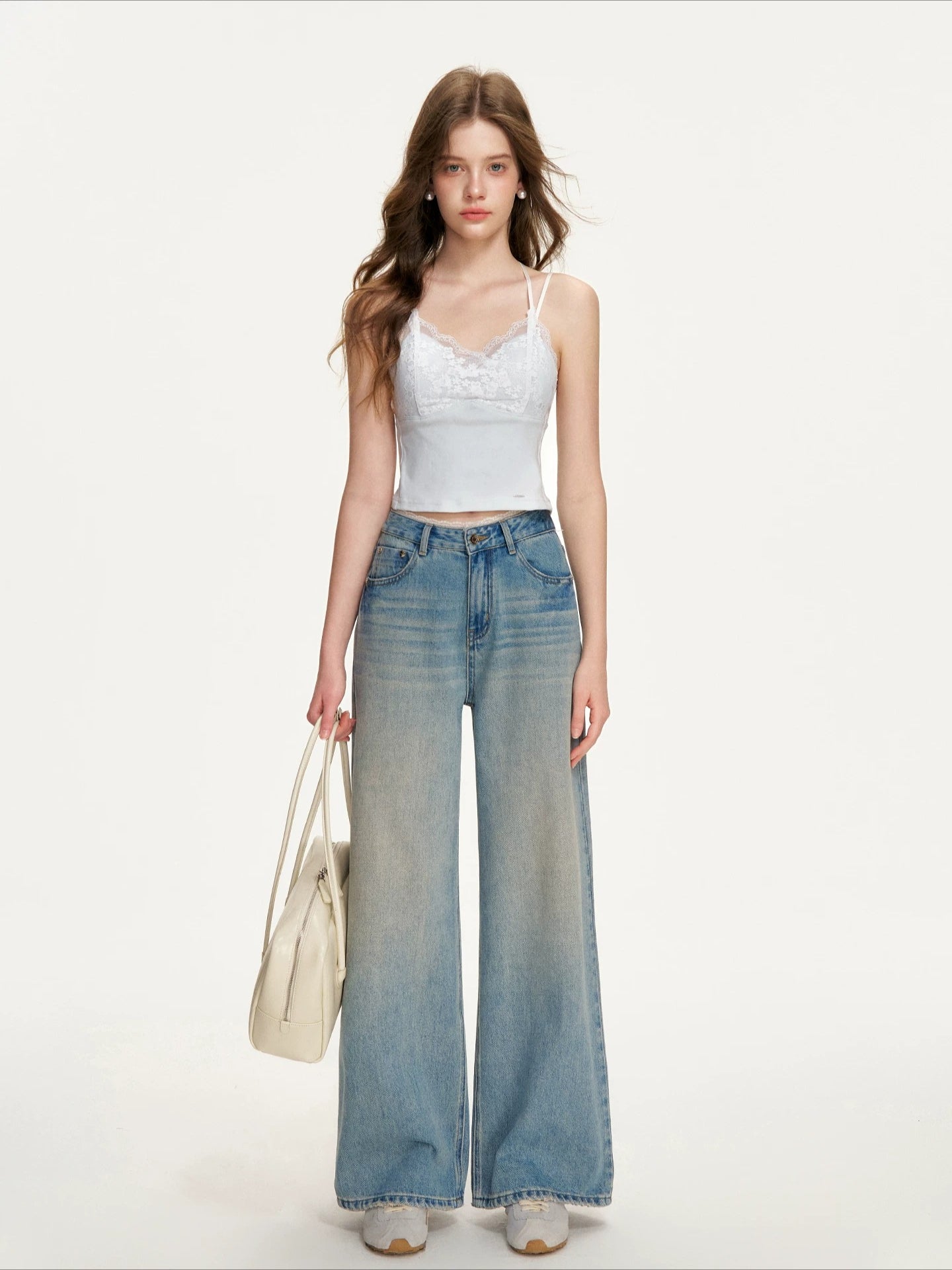 Blue Lace V-Neck Camisole