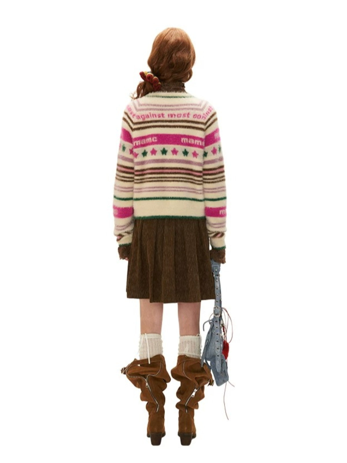 Brown Pleated Mini Skirt