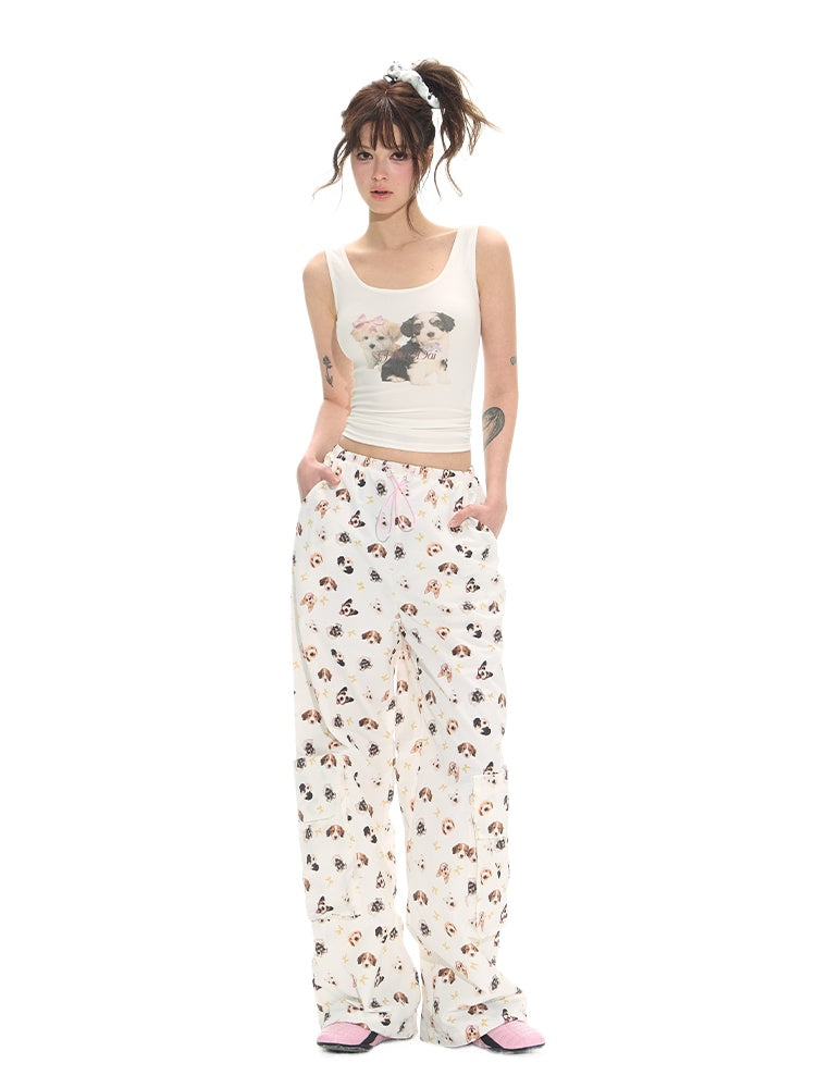 White Low-Rise Cargo Wide-Leg Pants