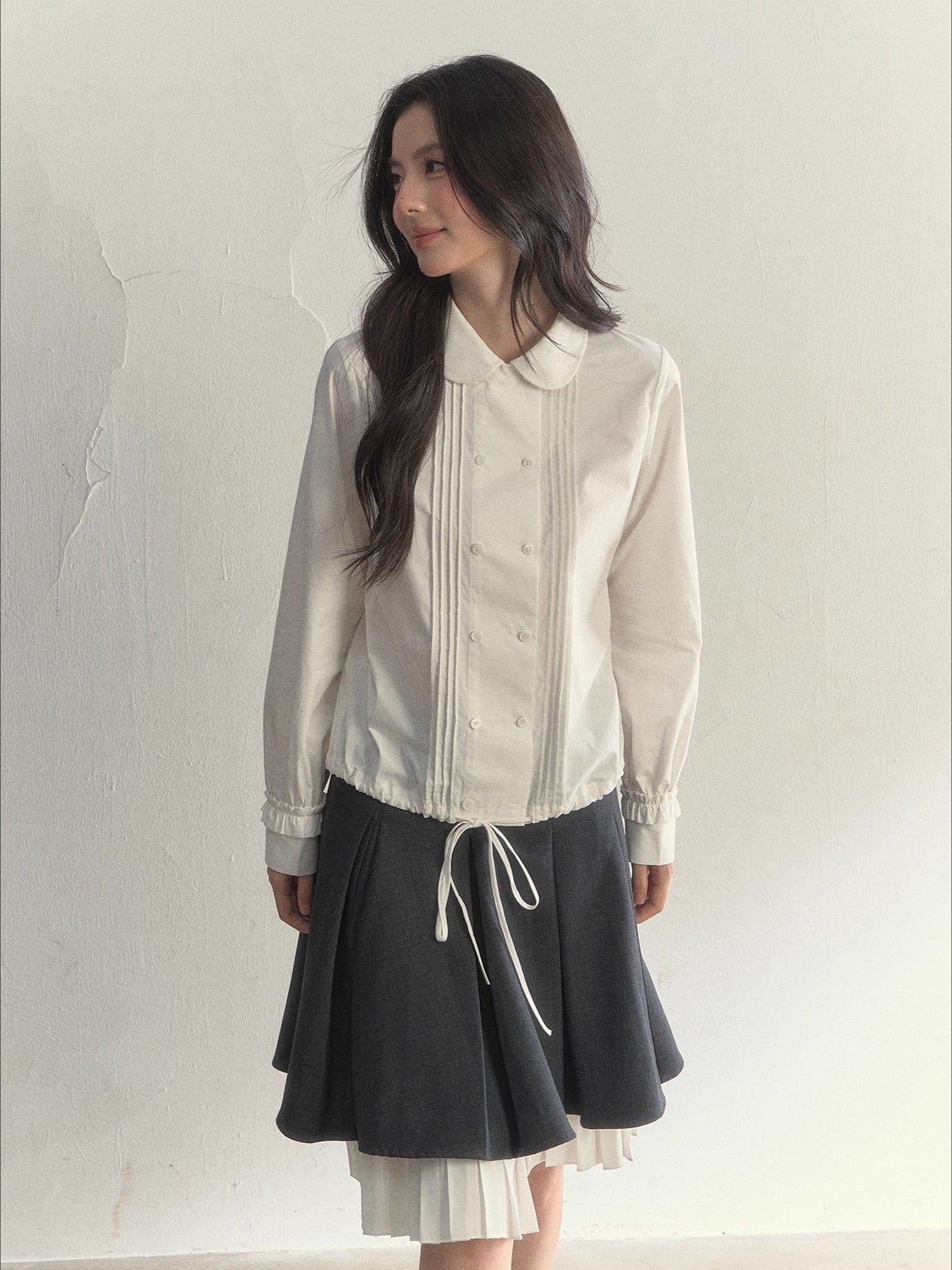 Vintage Doll Collar Double-Breasted Shirt