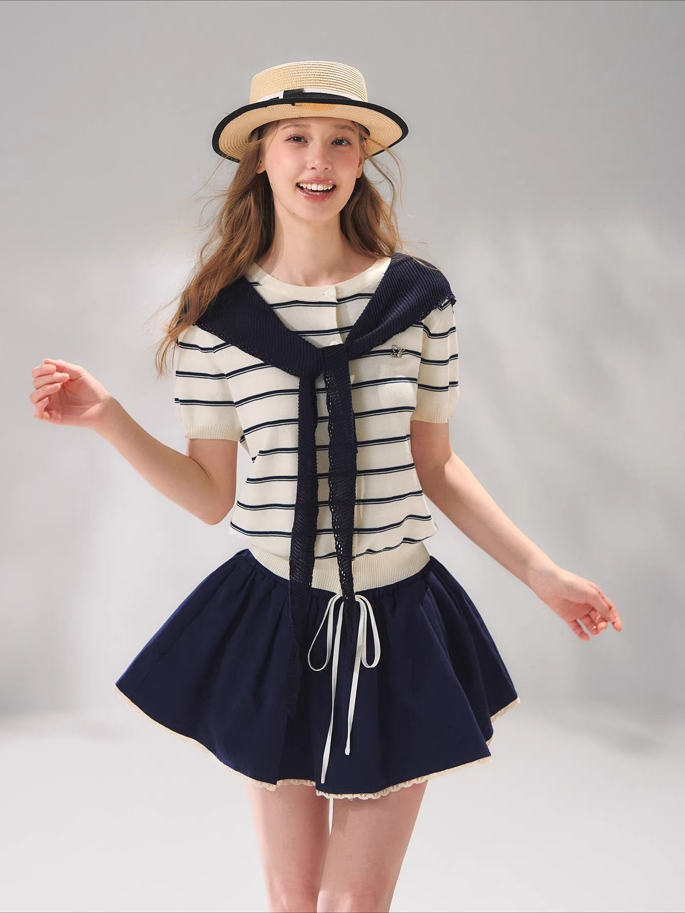 Striped Knit Sailor Top
