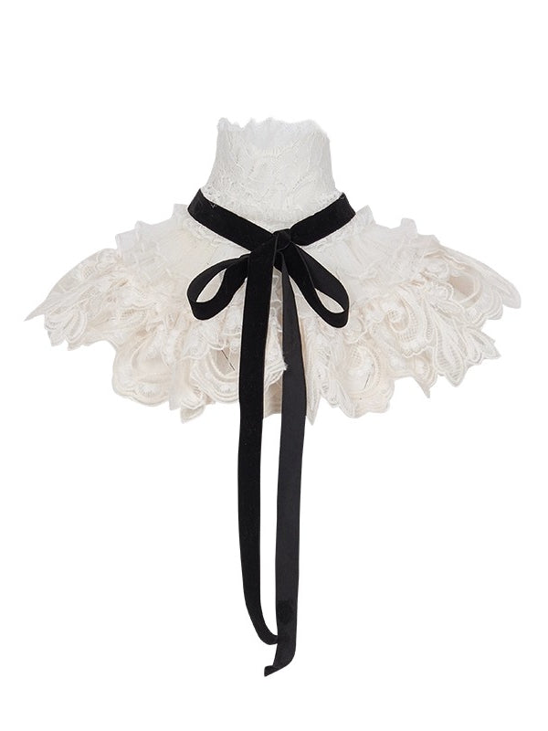 Mirage Vintage Lace-Collar Blazer & Flared Skirt Set