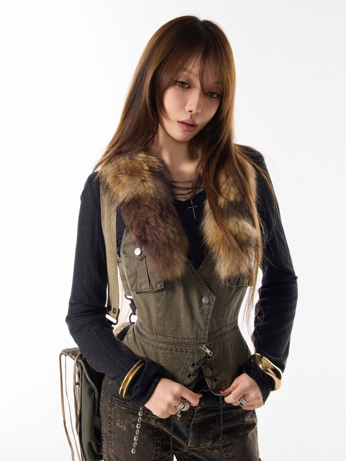 Fur Collar Vest