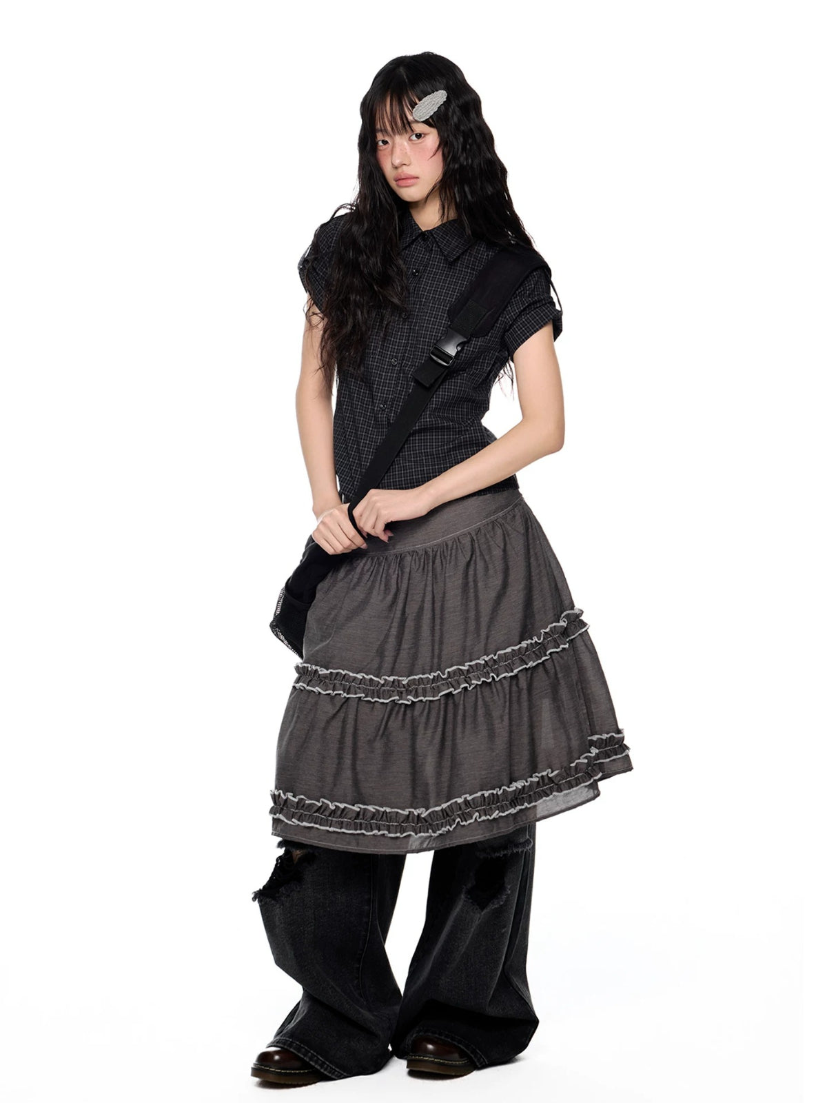 Plaid Short Sleeve Slim Shirt