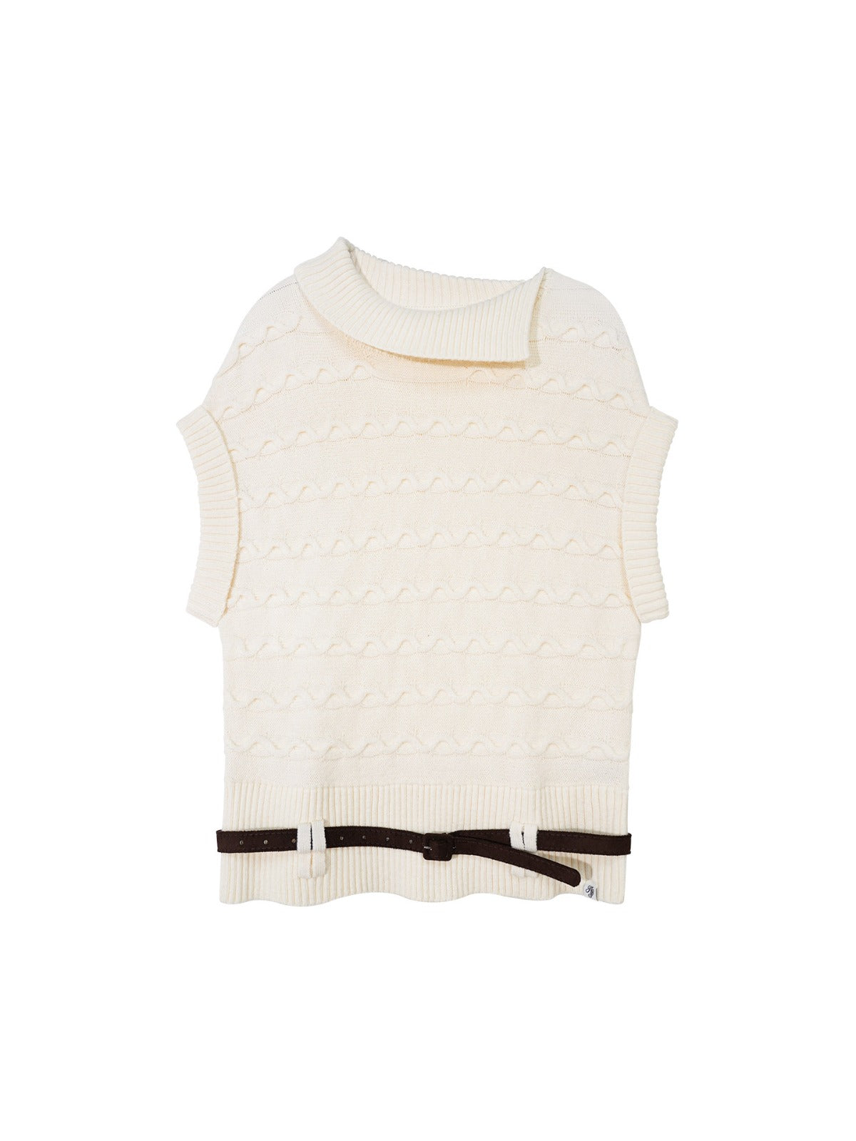 Belted Collared Wool Blend Vest