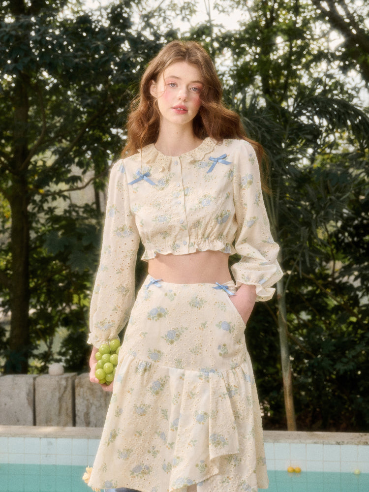 Comfortable Cotton Embroidered Shirt & Skirt Set